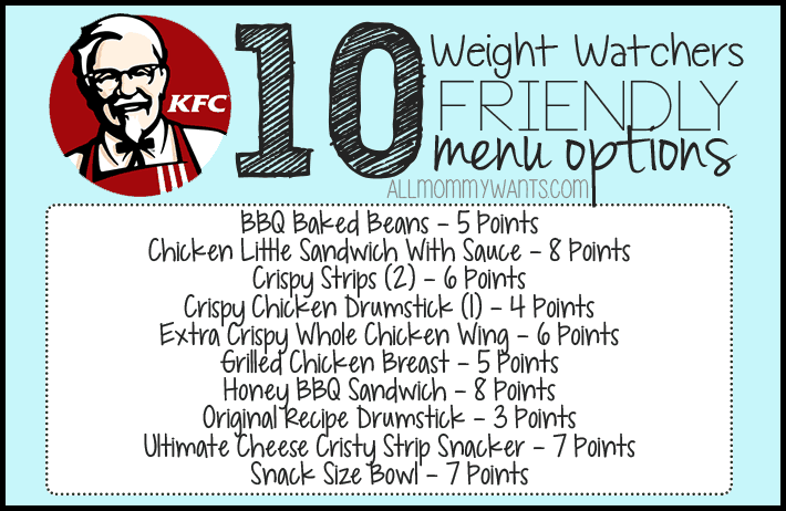 10 Weight Watchers Friendly Menu Options From Kfc – 8 Points Or Less