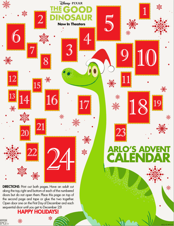 Printable: The Good Dinosaur Advent Calendar