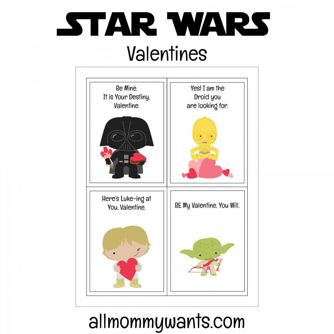 Free Printable Star Wars Valentines - Life She Has