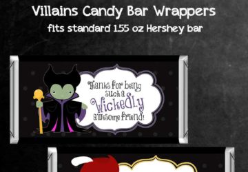 Party Favor Printables – Candy Bar Wrappers Featuring Disney Villains Maleficent & Captain Hook