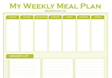 Printable – Weekly Meal Planner With Grocery List