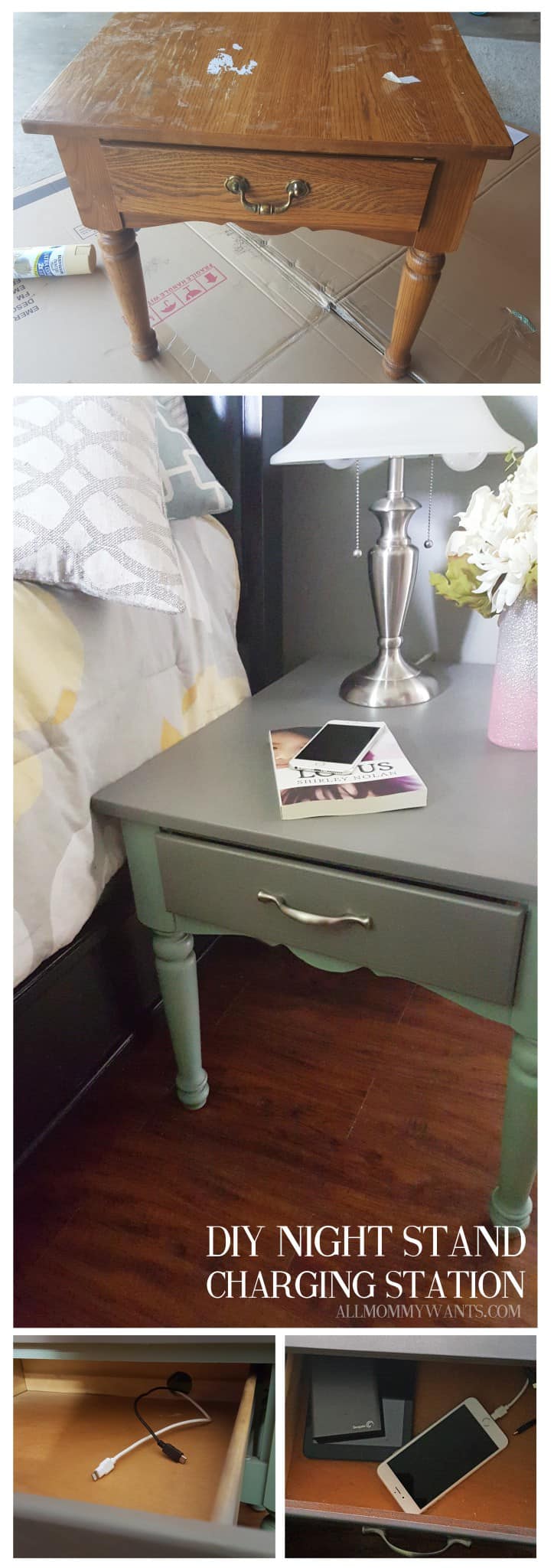 Diy Flip: Turn A $3 End Table Into A Beautiful &#038; Functional Charging Station!