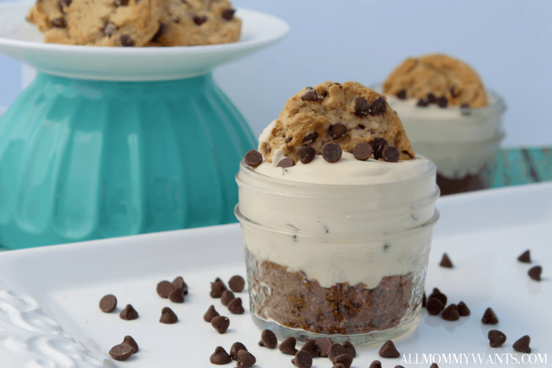 No Bake Chocolate Chip Cookie Dough Cheesecakes