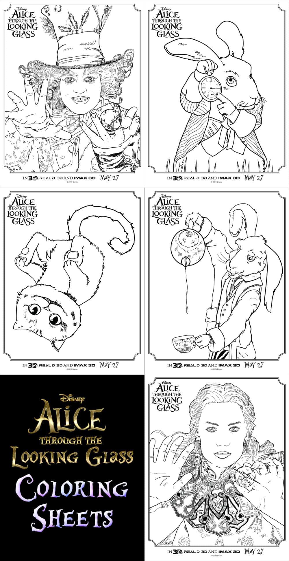 Printables – Alice Through The Looking Glass Coloring Sheets