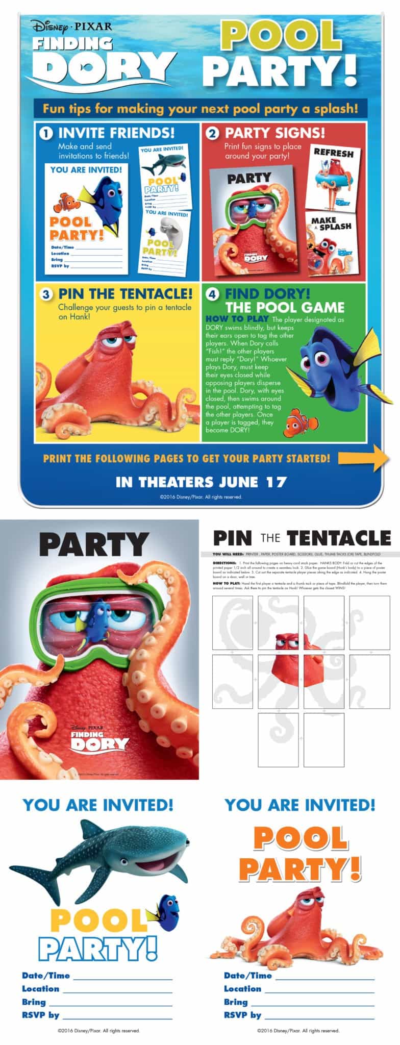 Finding Dory Pool Party Printables