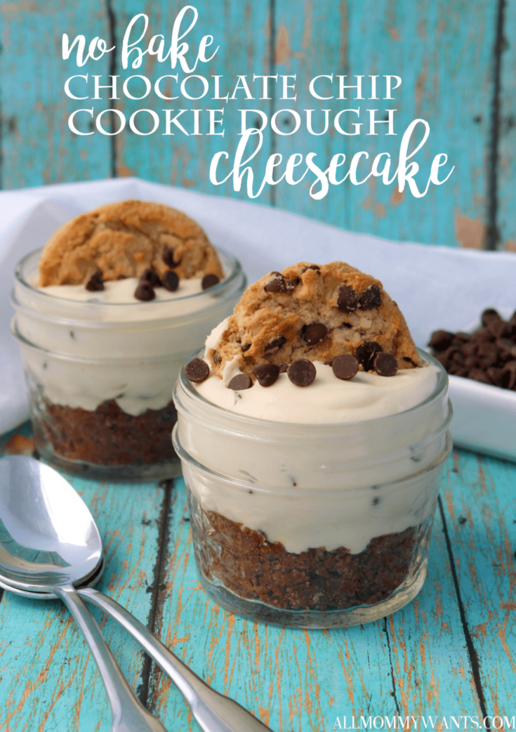No Bake Chocolate Chip Cookie Dough Cheesecakes