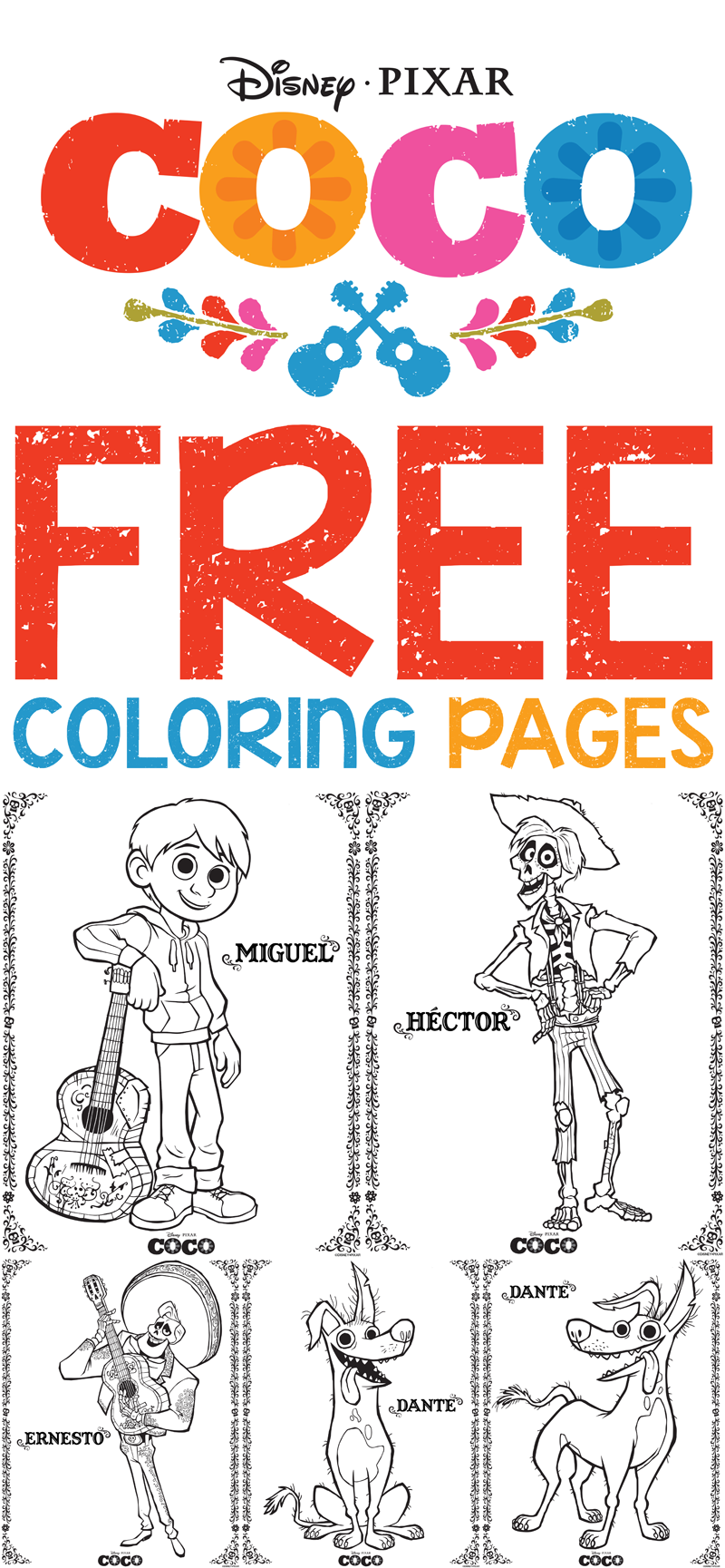 Free Printables: Disney/pixar’s Coco Coloring Pages