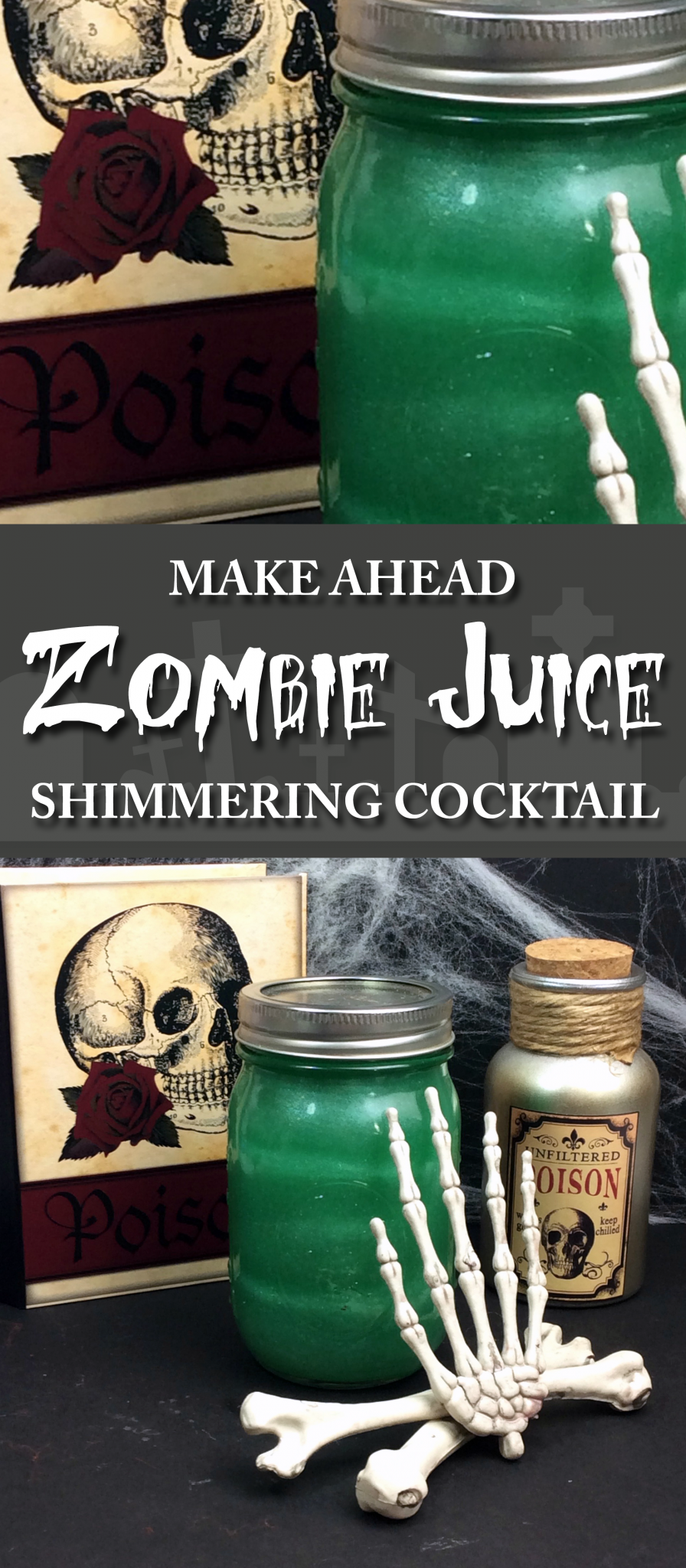 Make Ahead Halloween Zombie Juice Shimmering Cocktail