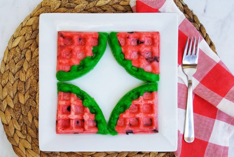 Watermelon Shaped Waffles – Chocolate Chip Waffles From Scratch