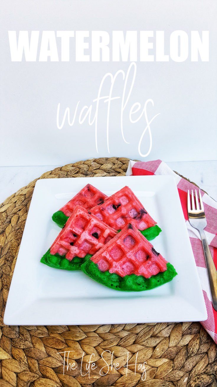 Watermelon Shaped Waffles – Chocolate Chip Waffles From Scratch