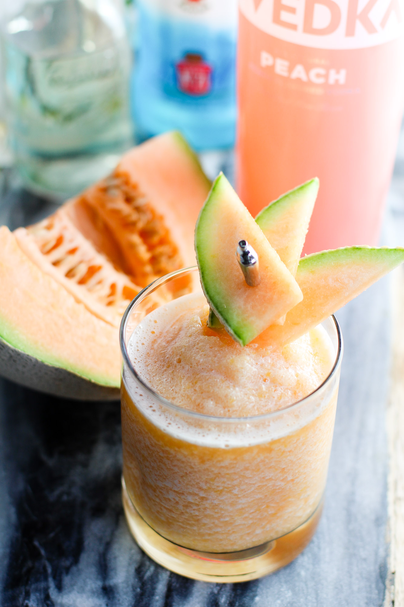 Cantaloupe And Peach Hard Slush Frozen Cocktail