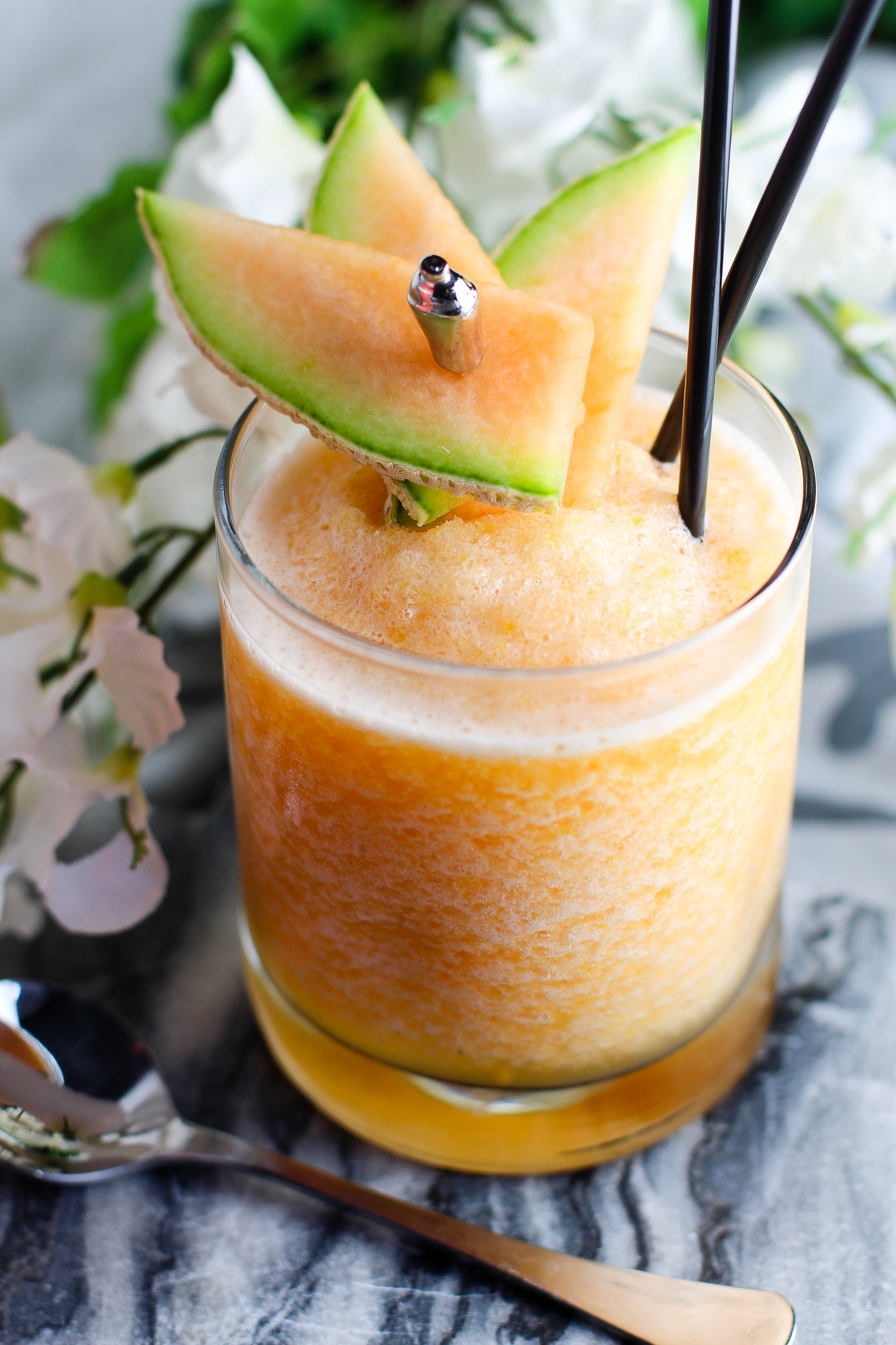 Cantaloupe And Peach Hard Slush Frozen Cocktail