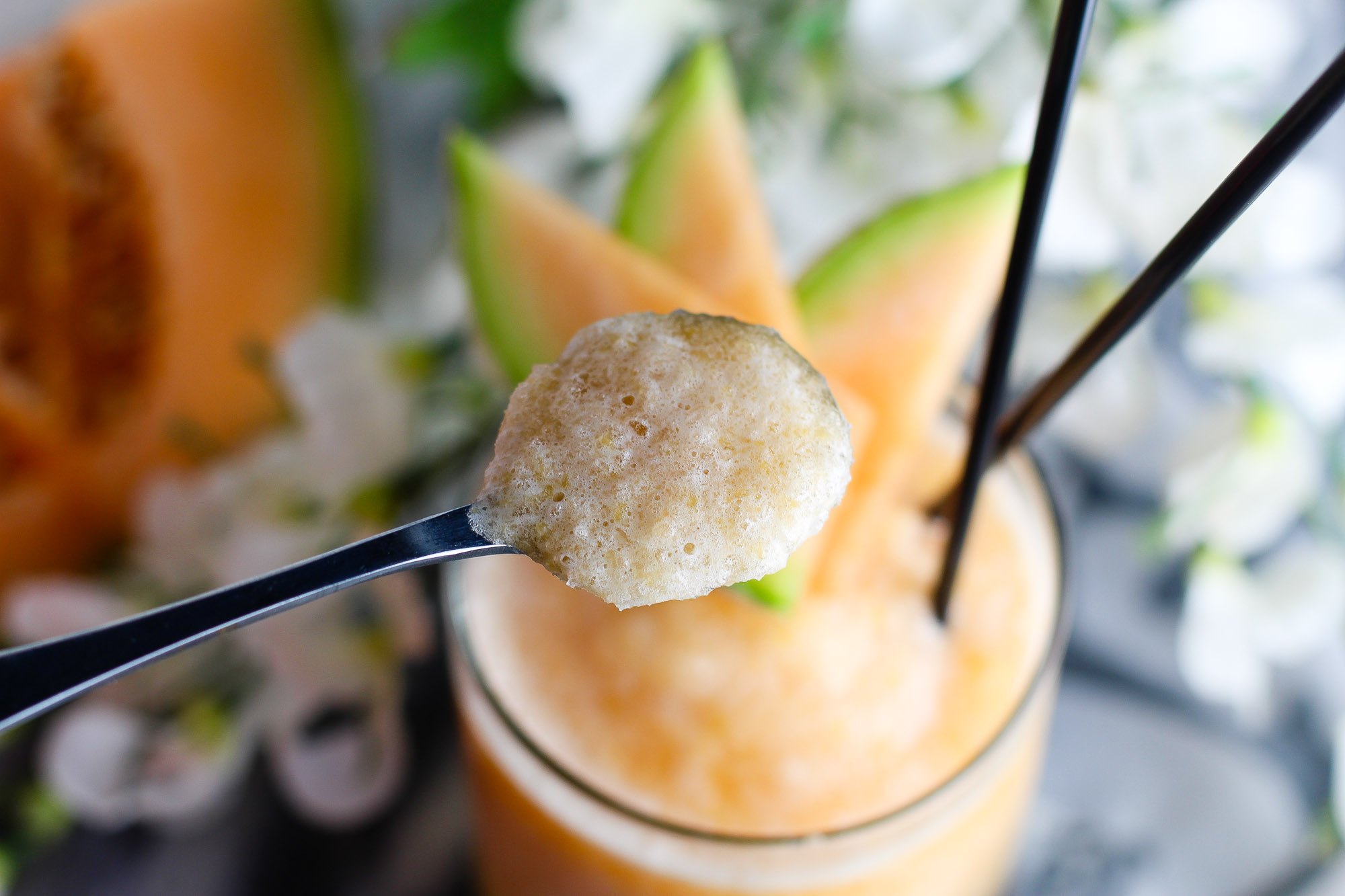 Cantaloupe And Peach Hard Slush Frozen Cocktail