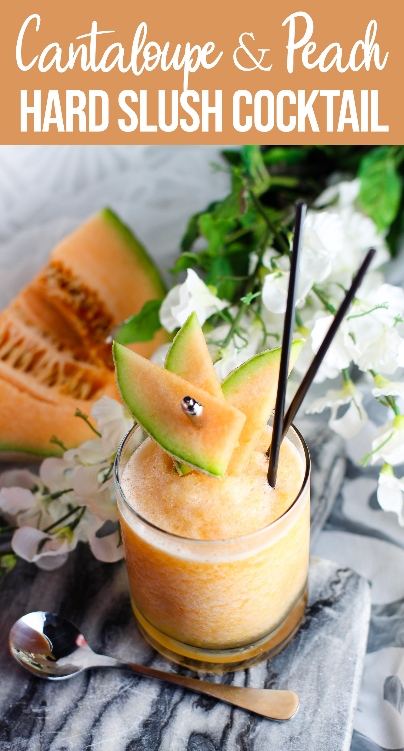 Cantaloupe And Peach Hard Slush Frozen Cocktail