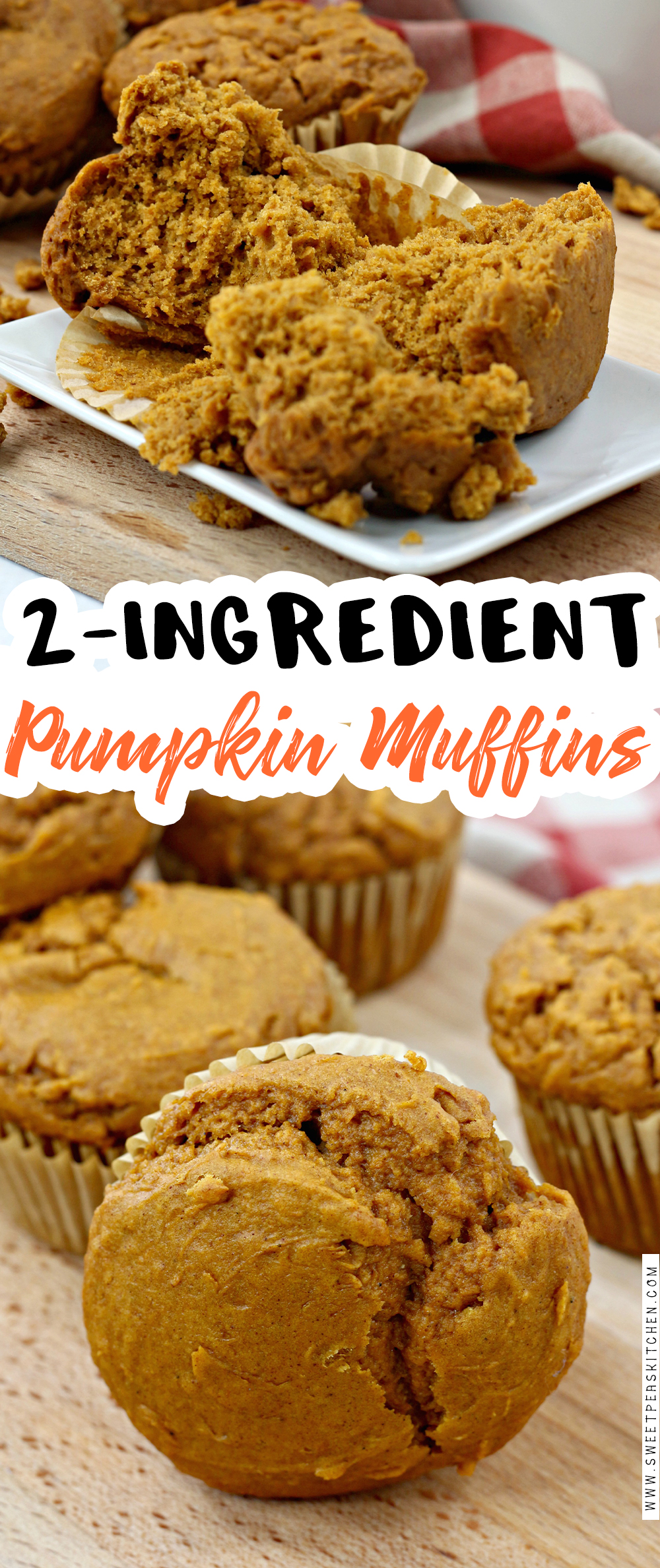 2 ingredient pum2 Ingredient Pumpkin Muffinspkin muffins pin