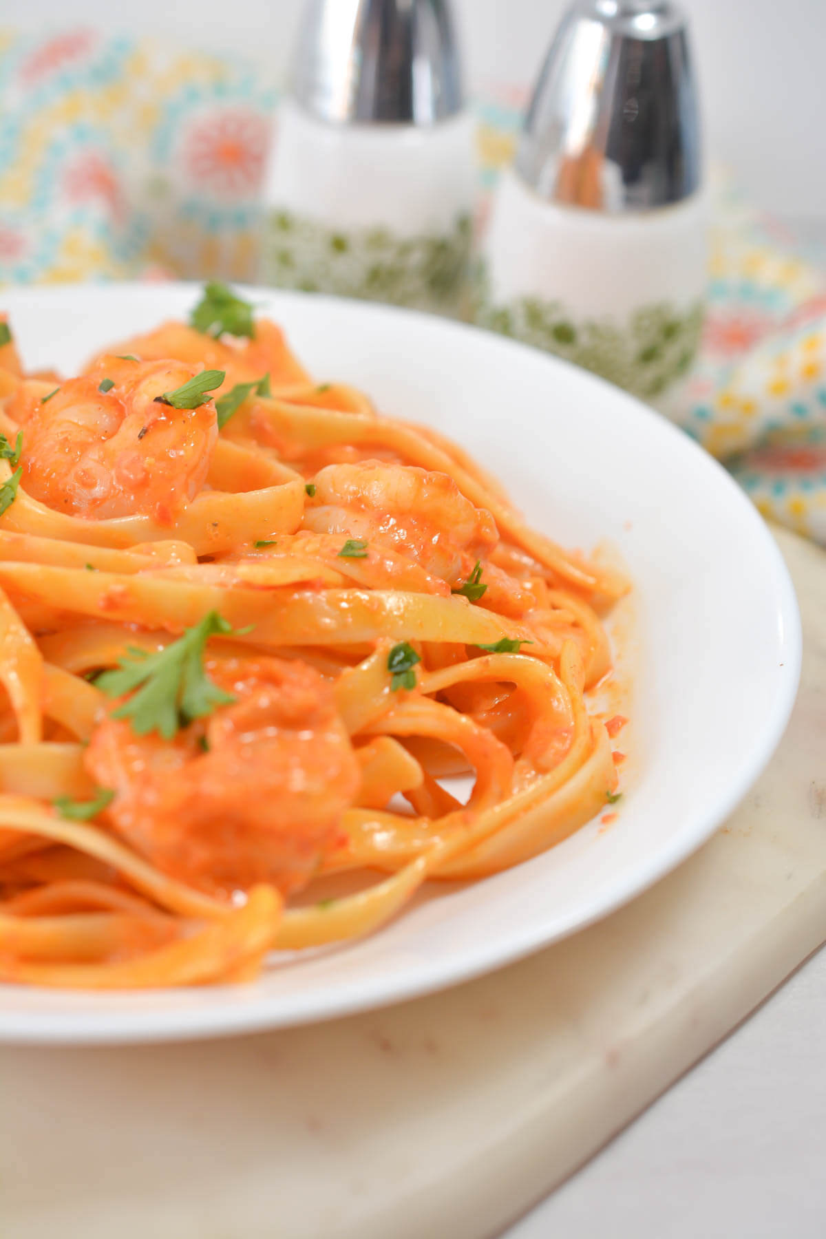 Shrimp Fettuccine with Roasted Red Pepper Sauce 2