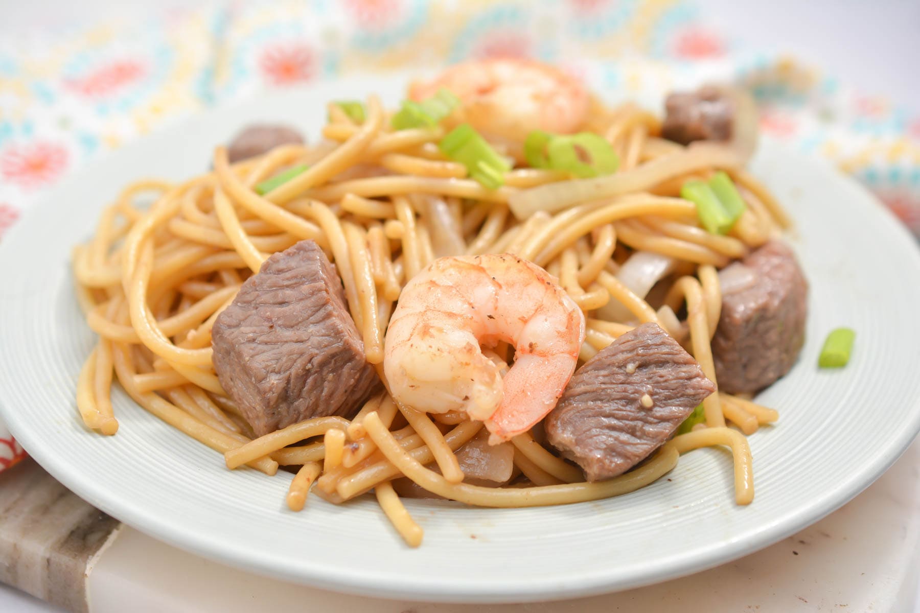 Steak and Shrimp Teriyaki Noodles