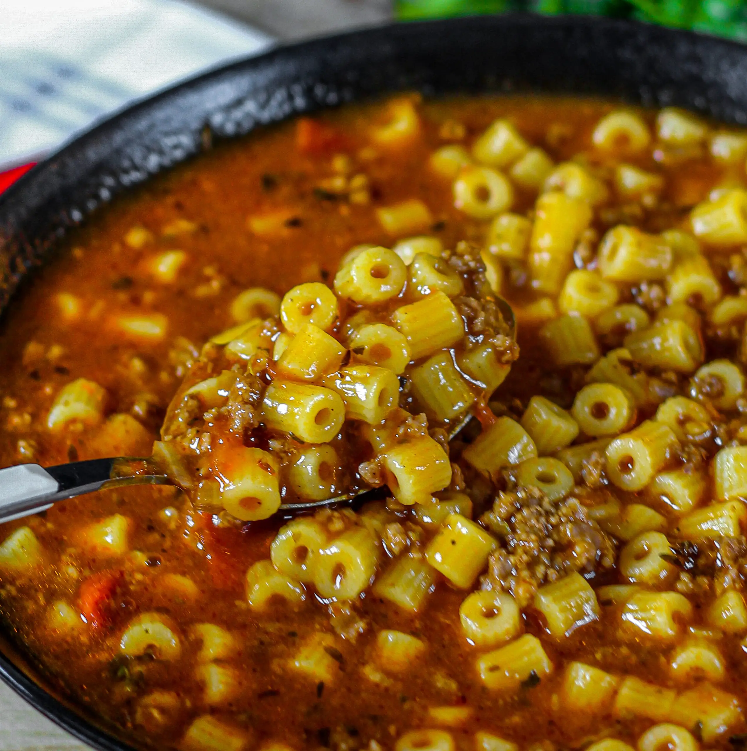 Beef macaroni soup-image